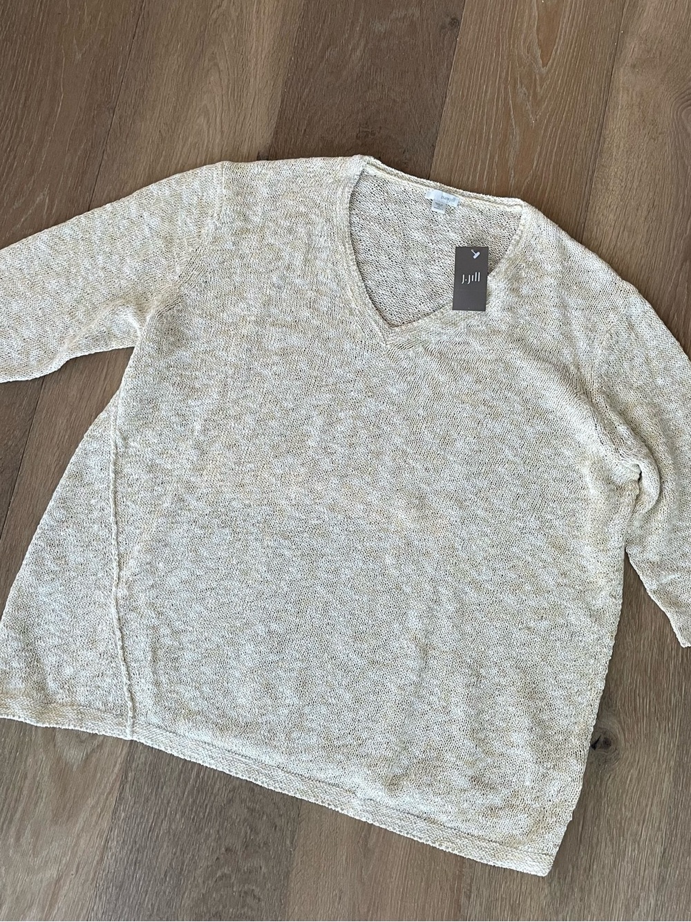 J. Jill Green Heather V-Neck Sweater - Comfortable Cotton Knit